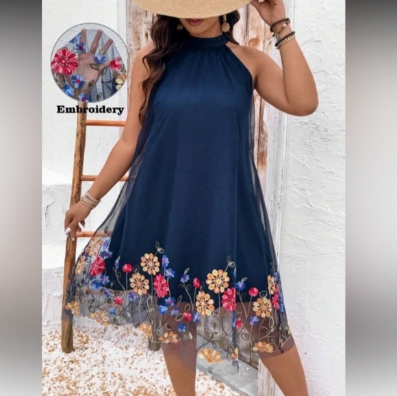 Fancy SHEIN Curve Embroidered Dress Sz 2XL NWOT - Picture 1 of 5